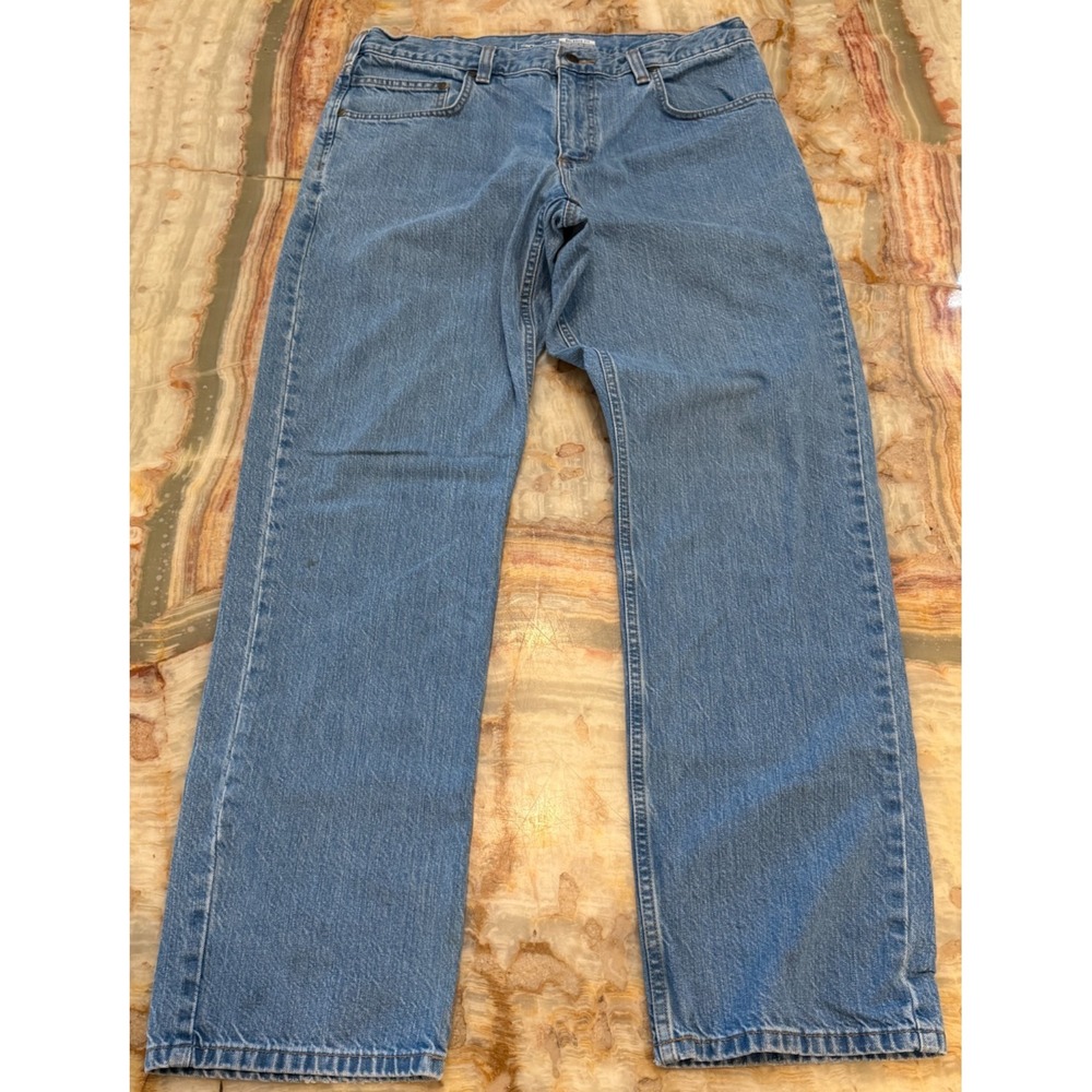 Carhartt Mens Straight Leg Jeans Blue Relaxed Fit Denim Five Pocket Comfy 34x32